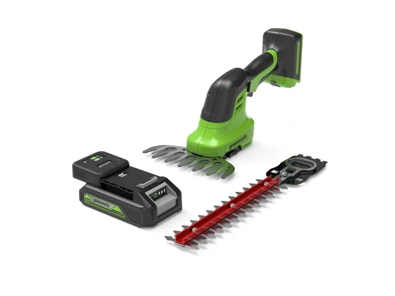 Greenworks, G24SHT, Multiklipper 2i1, 24V, m/2Ah batteri og lader