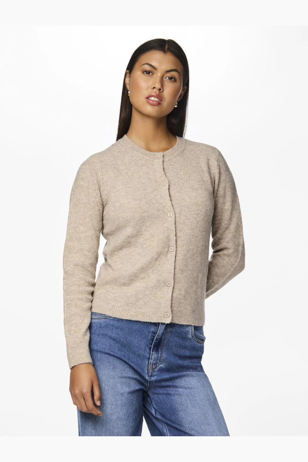 Pieces Pcmalou Ls Knit Cardigan 4635853 taupe gray melange