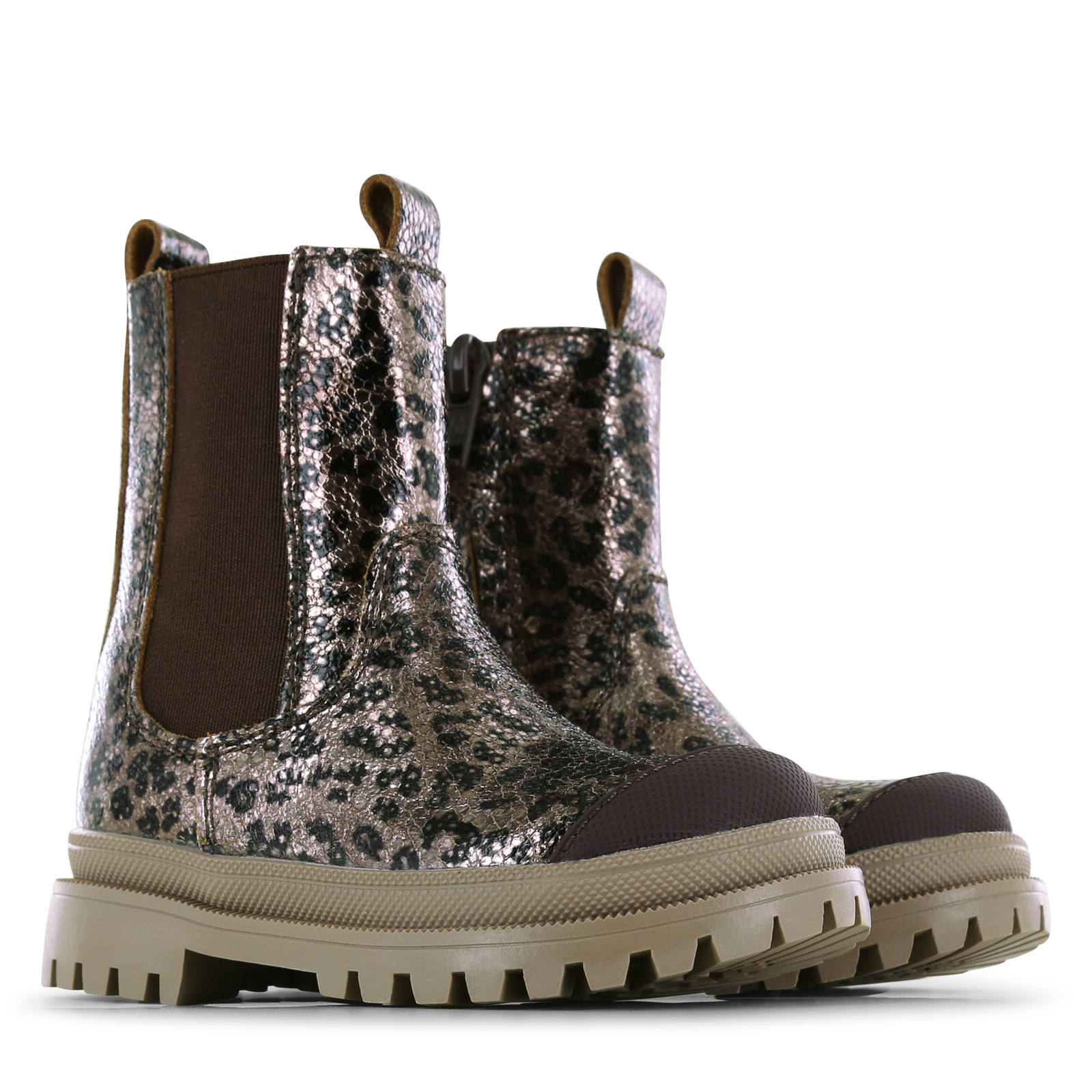 Shoesme Metallic-Chelsea-Stiefel mit Panther-Print