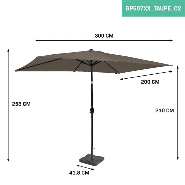 VONROC Premium Stangparasol Rapallo 200x300cm