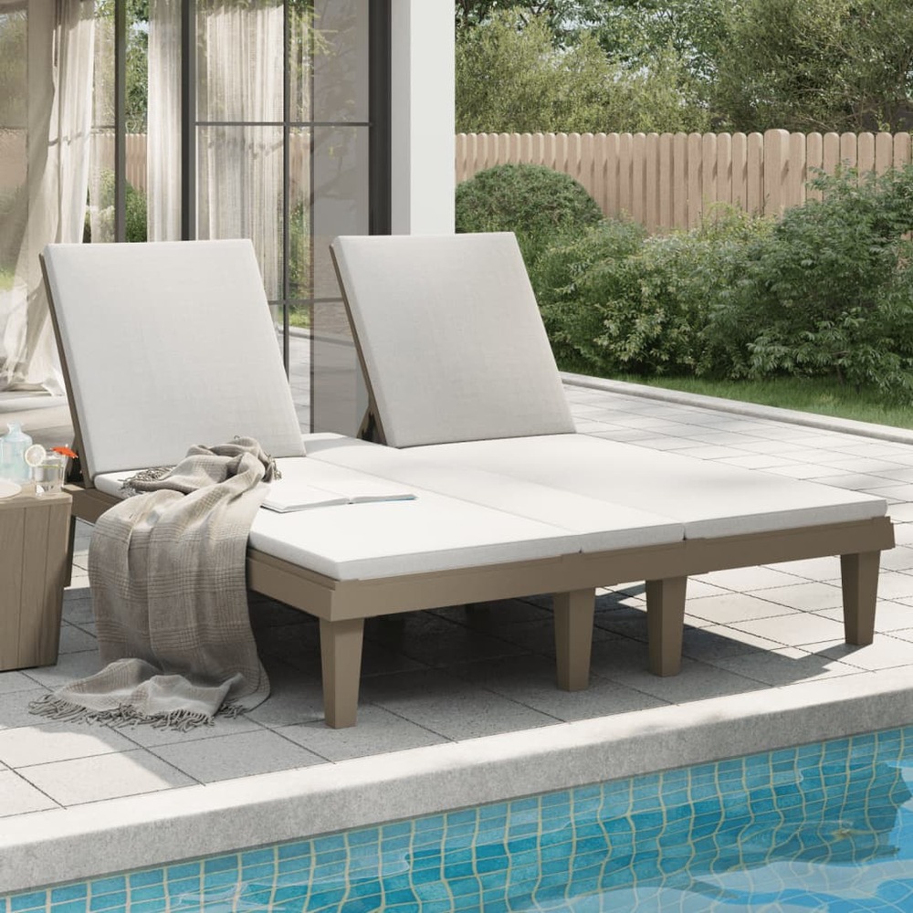 Chaise longue double marron clair 155x138x83 cm polypropylène