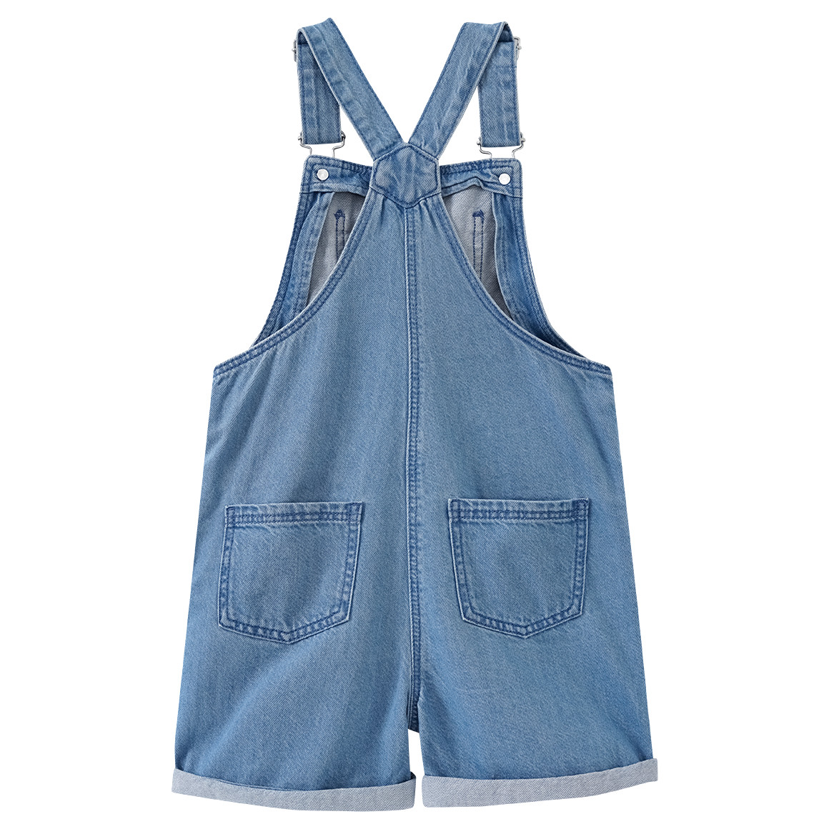 Topolino Mädchen Latzshorts mit Blümchen-Stickerei blau
