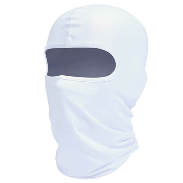 Tynn hvit balaclava skiemaske Røverhatt 1 hull