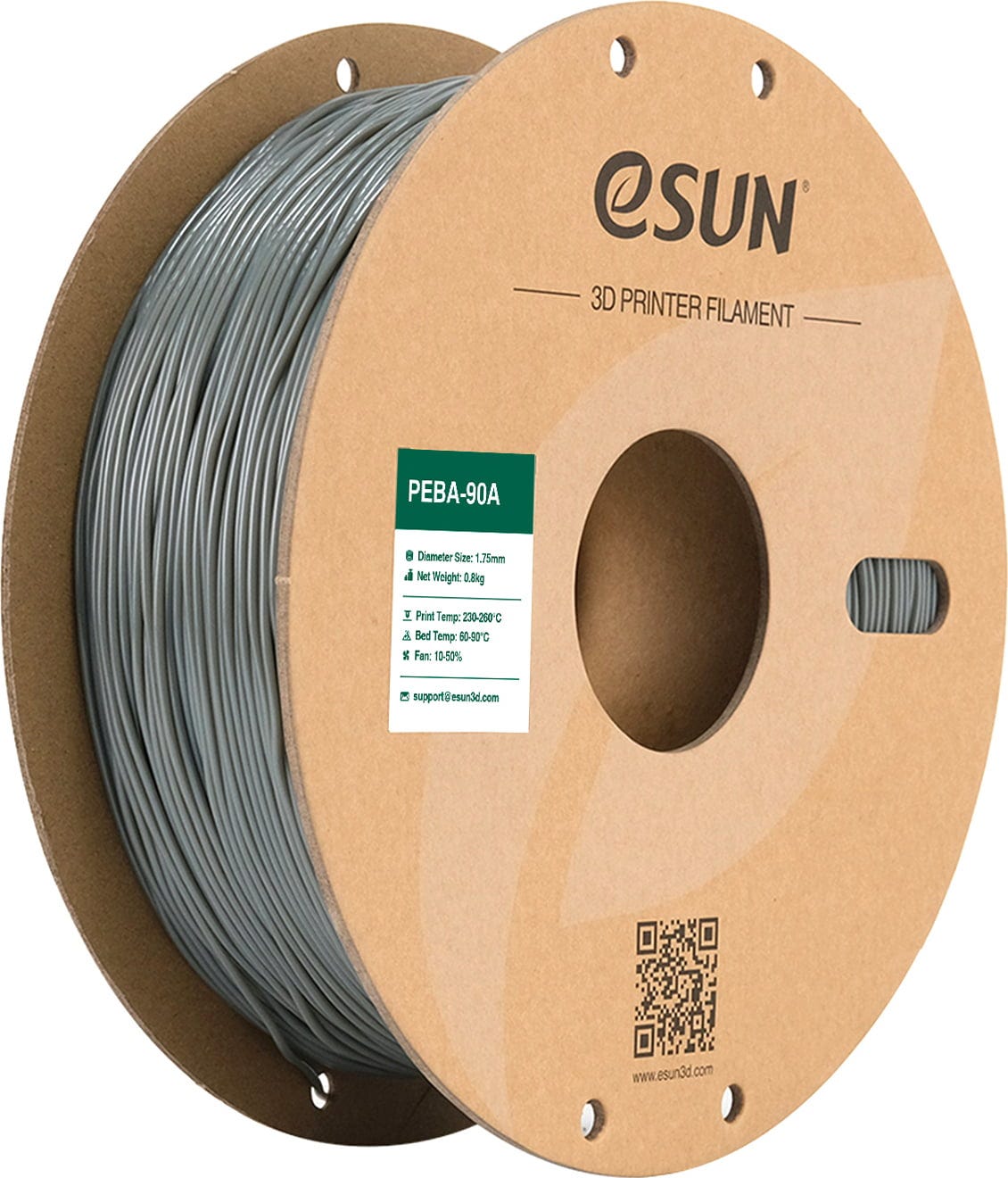 eSUN  PEBA-90A Grey, 1,75 mm / 800 g    Hochleistungs-Elastomer für maximale Flexibilität in Grey