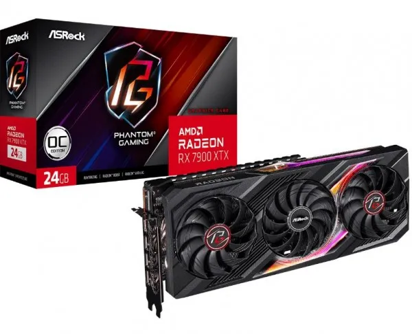 ASRock Phantom Gaming Radeon RX 7900 XTX 24GB - OC Edition - grafikkort - Radeon RX 7900 XTX - 24 GB GDDR6 - PCIe 4.0 x16 - HDMI, 3 x DisplayPort - boks