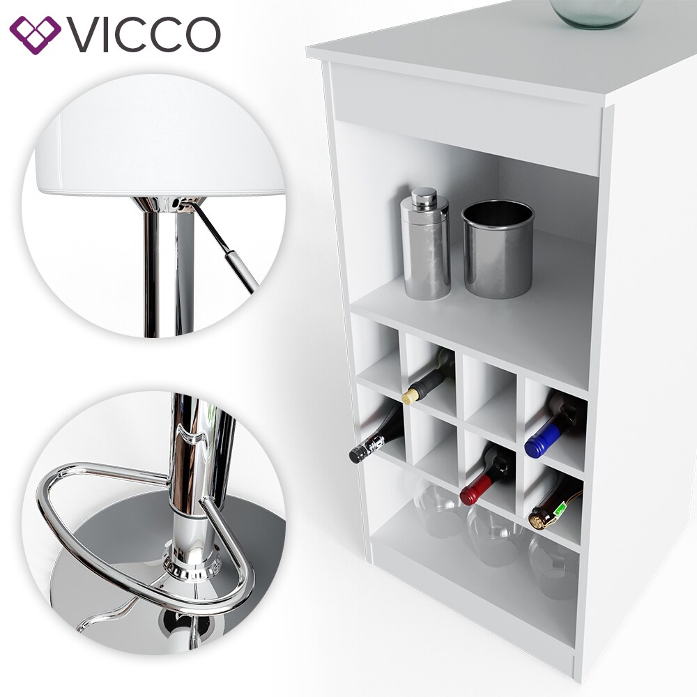 VICCO Bartisch ROSS Weiß Bartresen Stehtisch Tresentisch Bistrotisch Tisch inkl. Barhocker