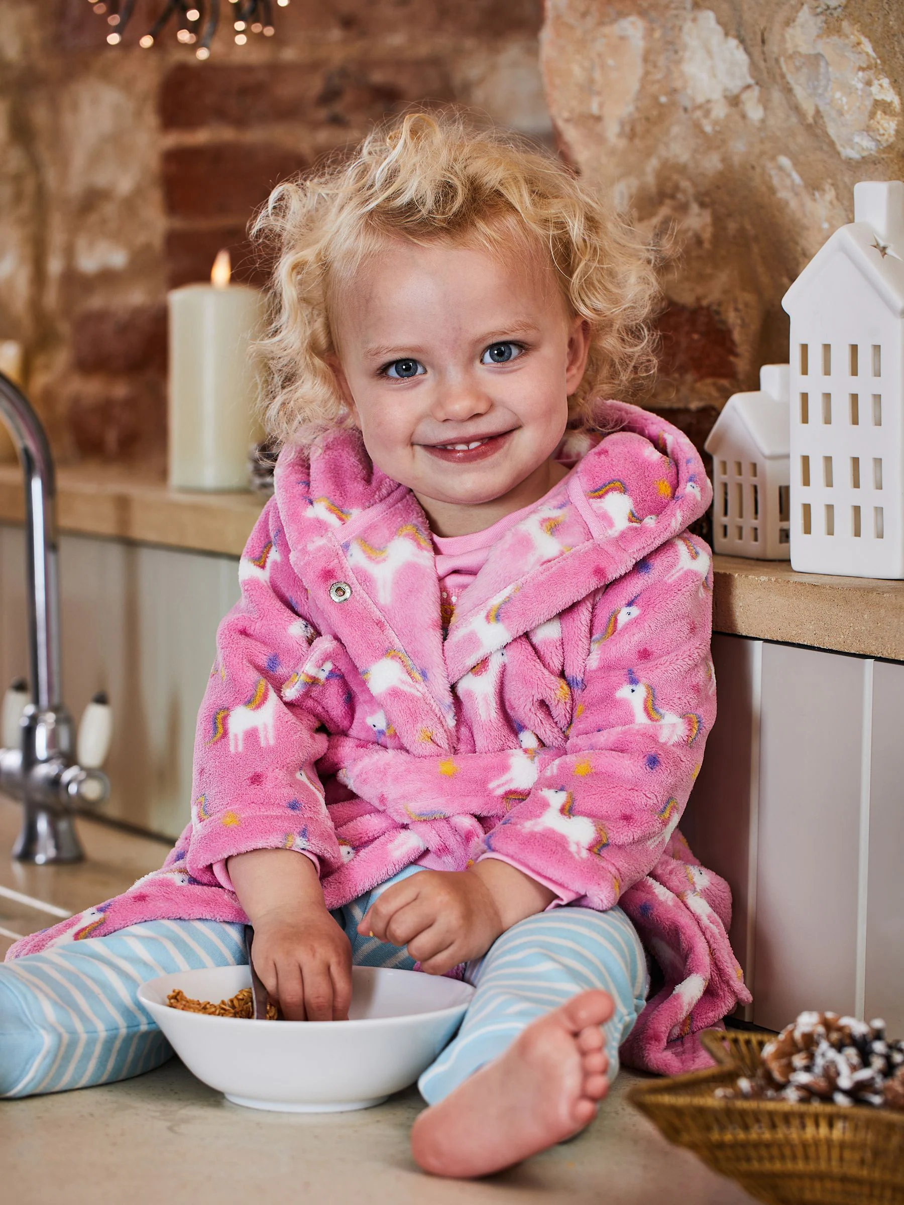 JoJo Maman Bébé - Badjas met eenhoornprint voor meisjes