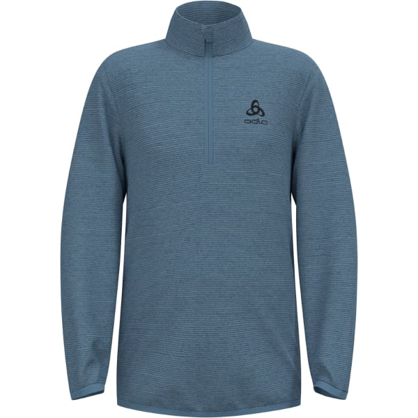 Sweat polaire randonnée ODLO ROY KIDS STRIPE MIDLAYER 1/2 ZIP PROVINCIAL BLUE - BLACK