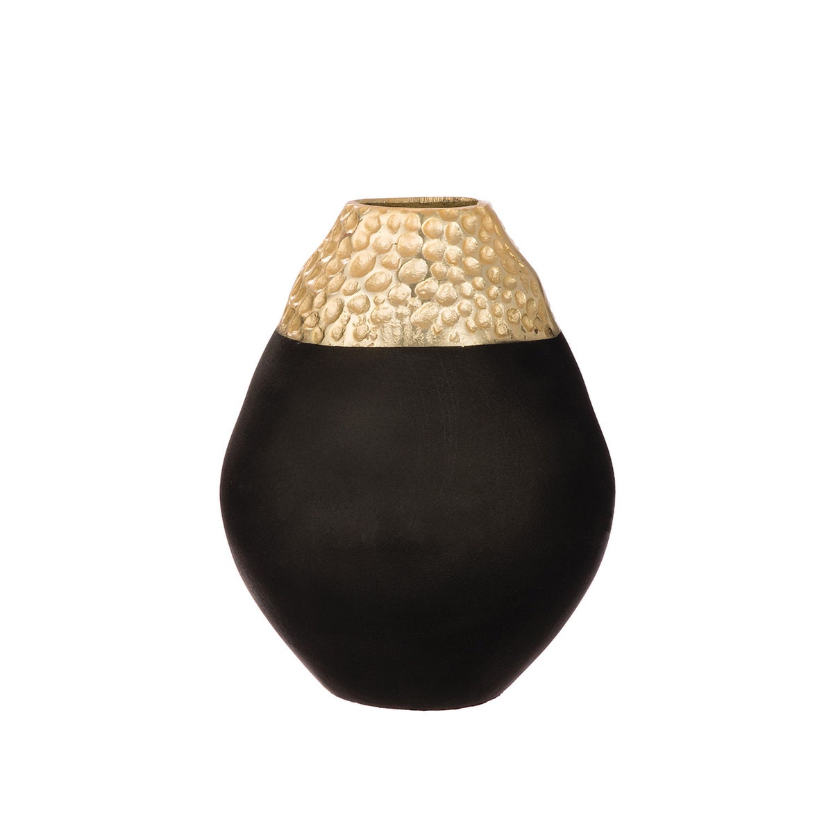 GILDE vaas, decoratief object, hoogte 17cm, breedte 17cm, goudkleurig, zwart aluminium