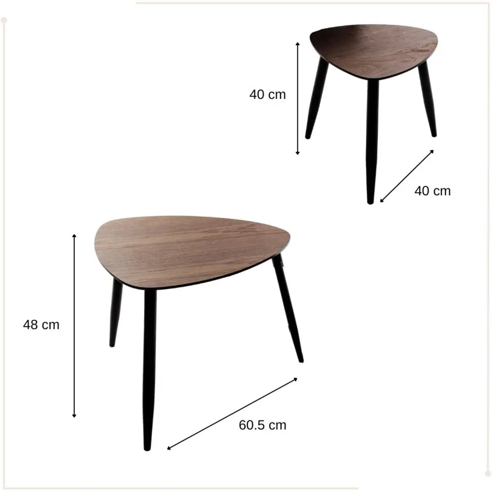 MISOU Bijzettafel Set van 2 - Bruin