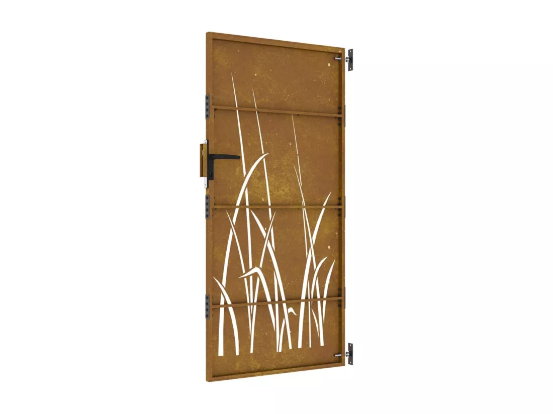 Portail de jardin 85x200 cm acier corten conception d'herbe