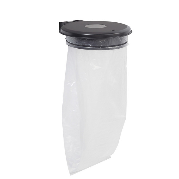 Support sac poubelle mural Rossignol Collectrap Essentiel gris avec couvercle 110 L