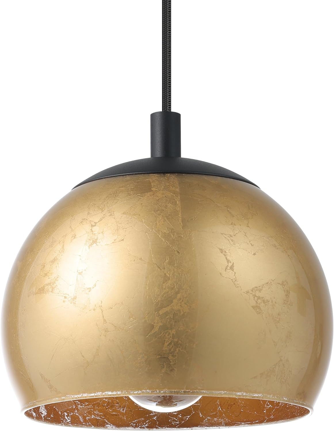 EGLO Hängelampe Alabraccin, 3-flammige Pendelleuchte Esstisch, Hängeleuchte aus Metall in schwarz und Glas in gold, Esszimmerlampe hängend, E27 Fassung, 78 cm