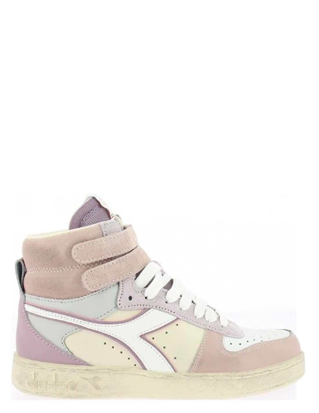 diadora sneakers montantes femme magic basket mid icona cuir rose/blanc