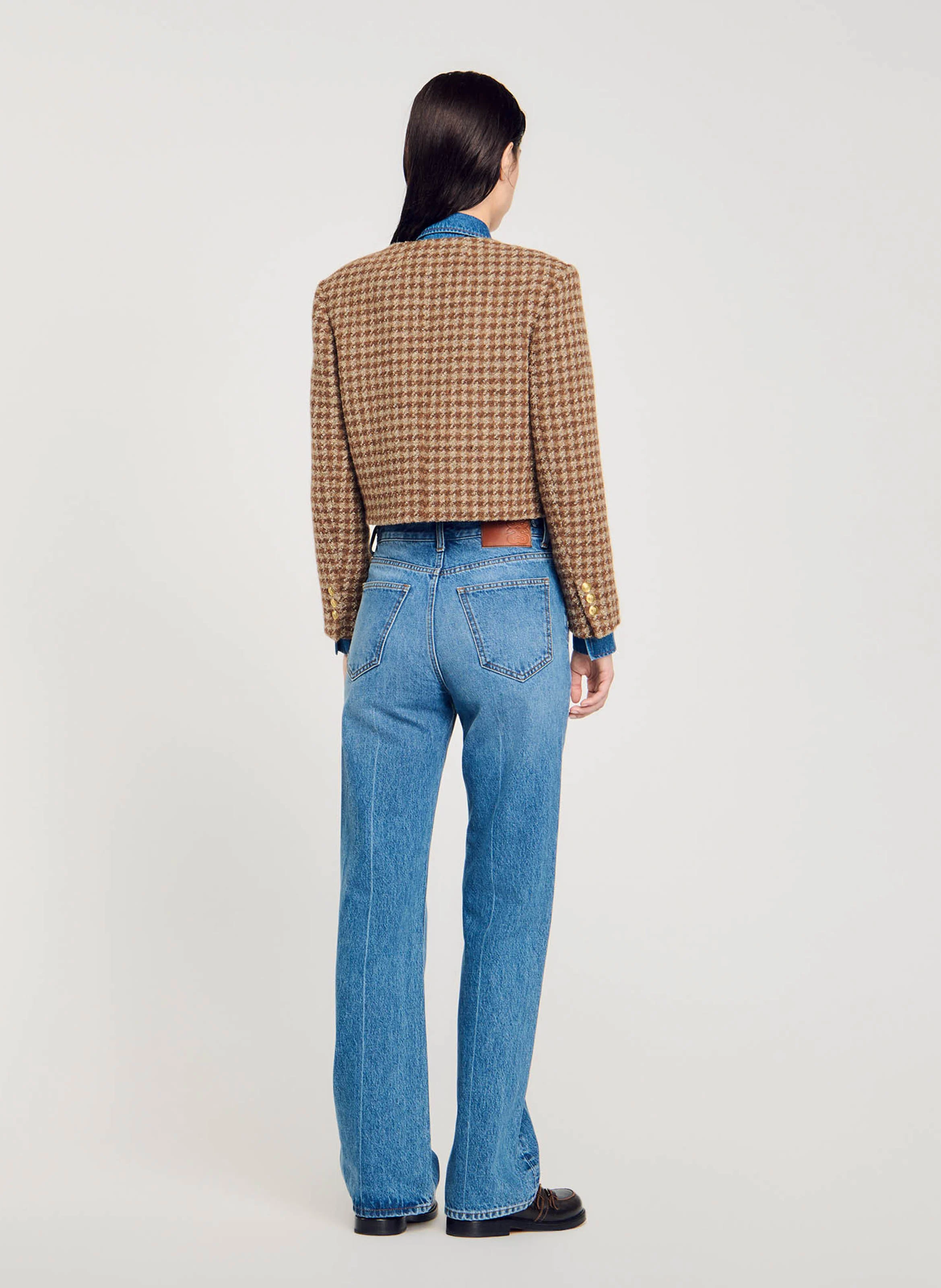 Veste courte à carreaux | Marron