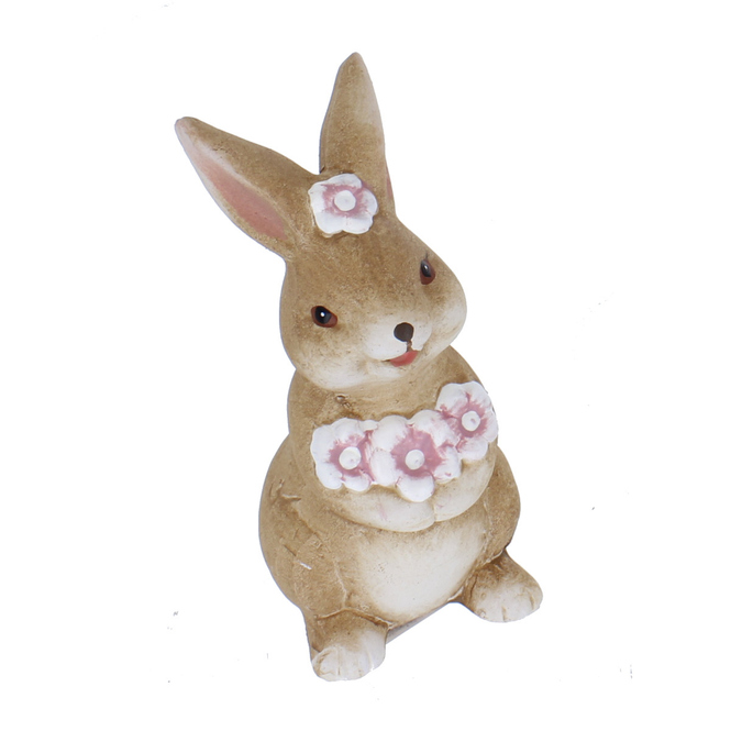 Hase mit Blumen - aus Keramik - ca. 7 x 6 x 12 cm - 1 Stück