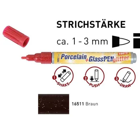 KREUL Porcelain+GlassPen glitter 160°C 1-3 mm Braun