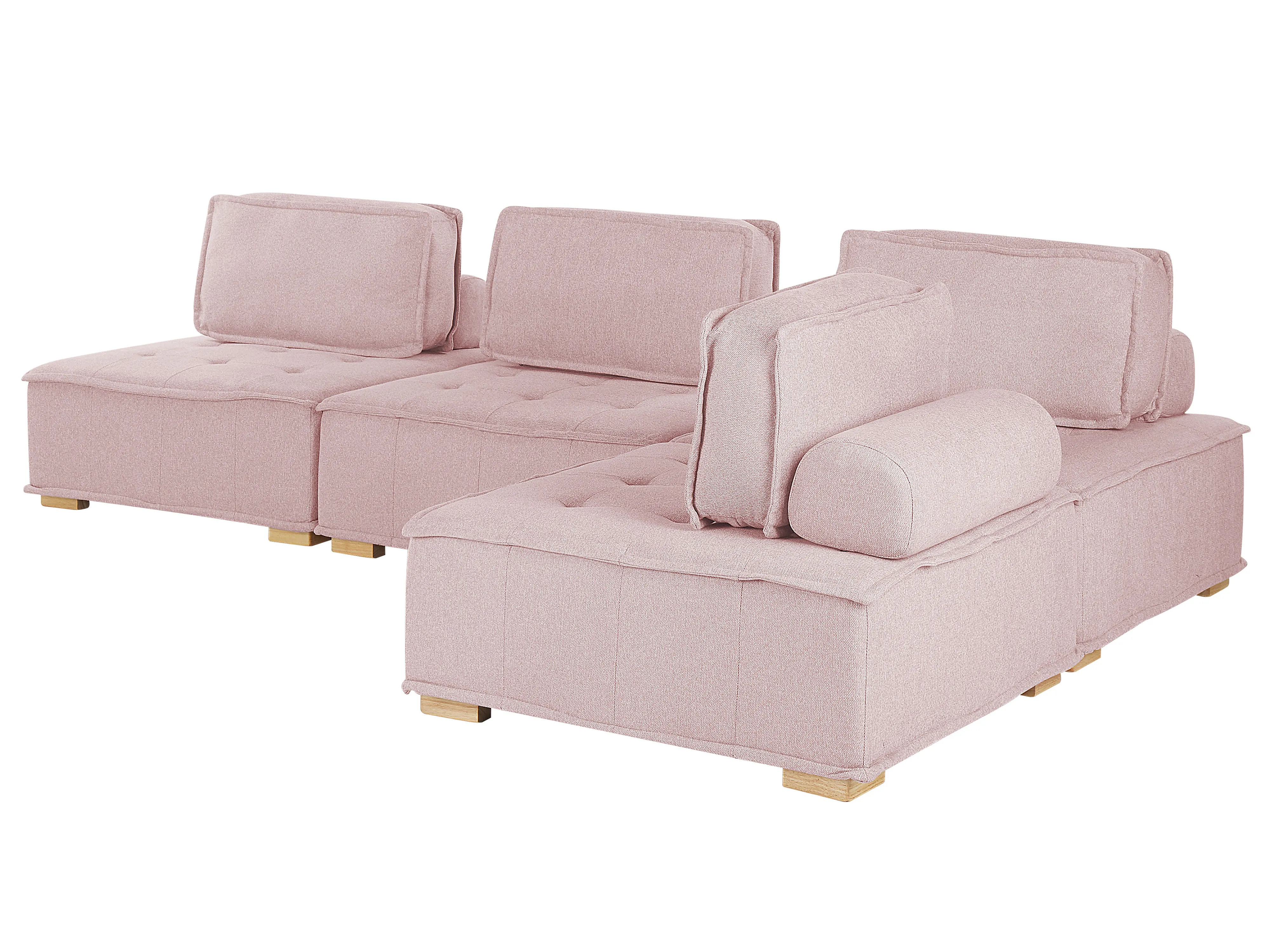 Modulaire hoekbank 4-zits TIBRO Stof Roze rechtszijdig