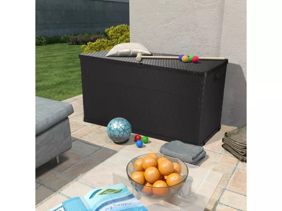 Boîte de stockage de jardin Anthracite 120x56x63 cm PP Rotin