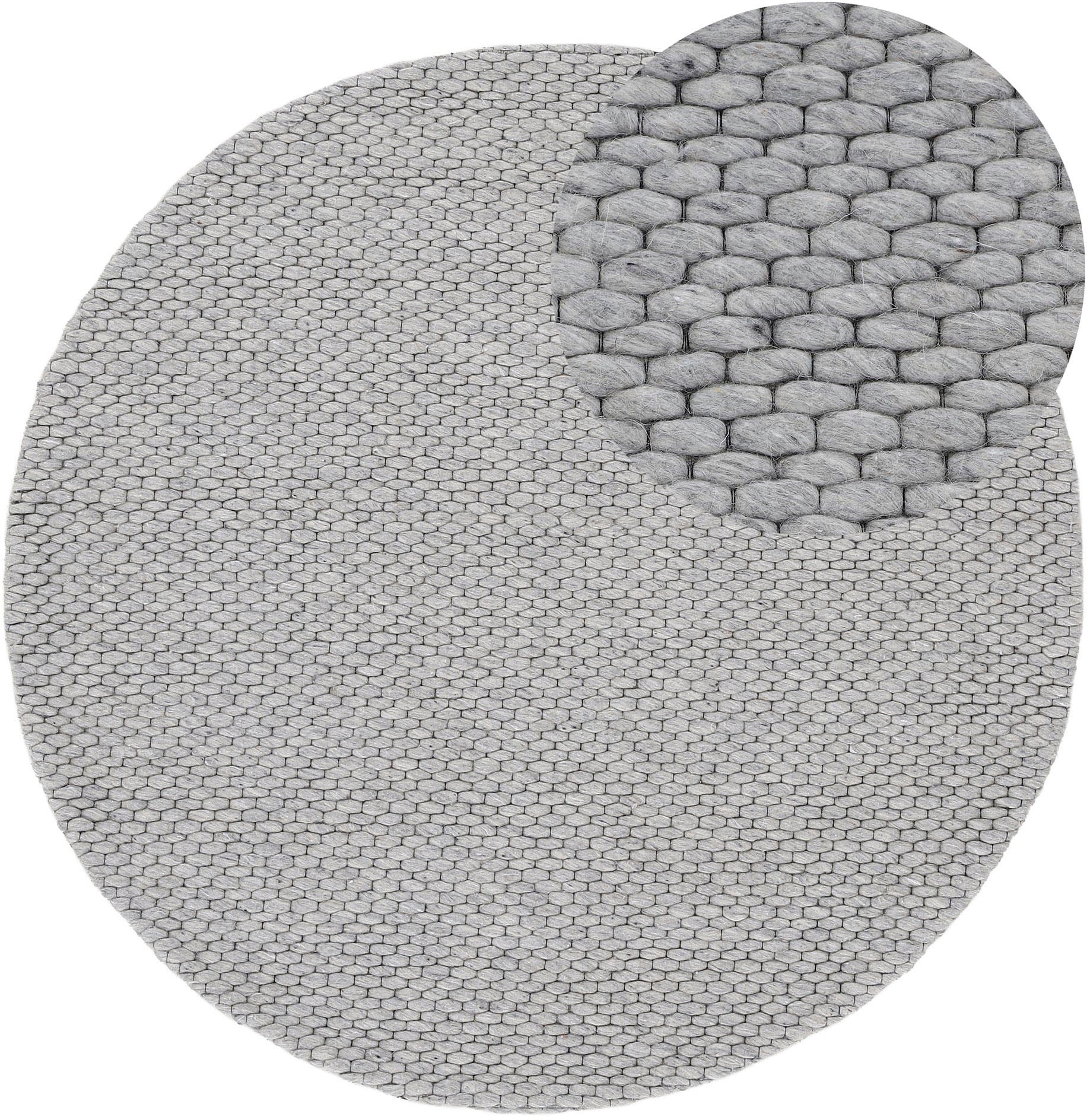 carpetfine Wollteppich »Sina« rund 14 mm Höhe grobe Struktur, Zeitloses Design, reine Wolle, Wohnzimmer