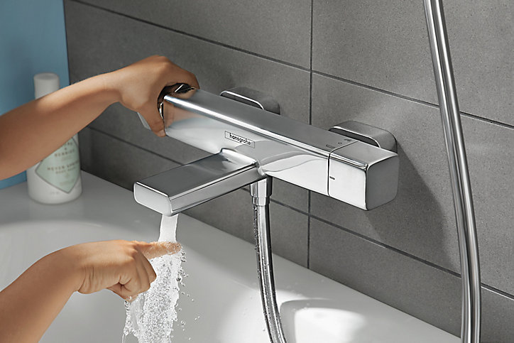 Mitigeur de baignoire thermostatique chromé Hansgrohe Ecostat E