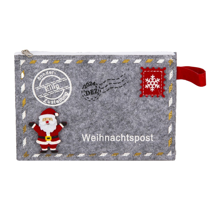 Tasche Weihnachtspost - grau - ca. 19 x 13 cm