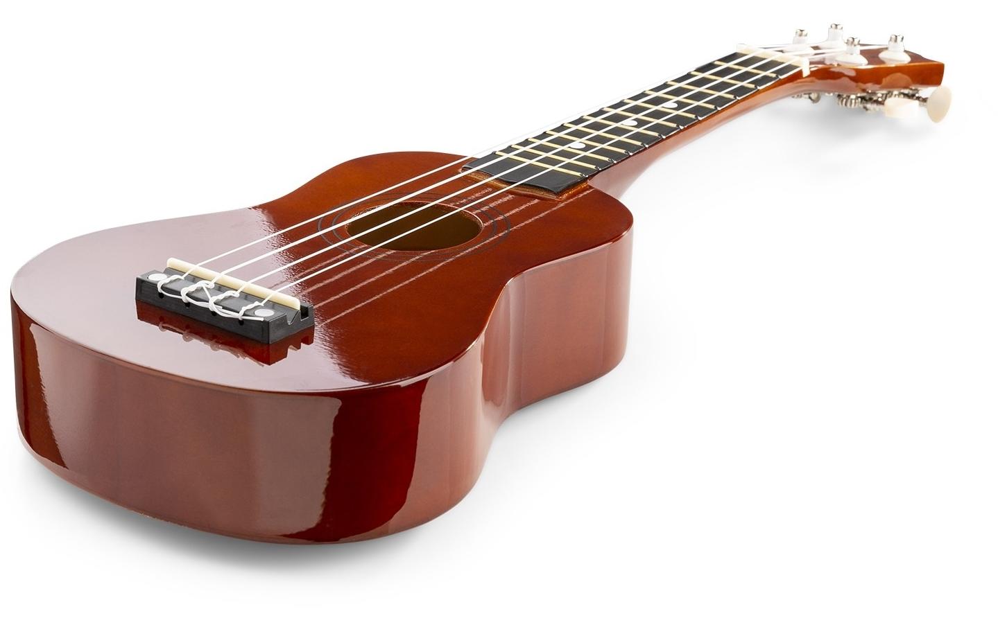 Ukulele UKEY Set Soprano Dunkel Natur 21 ZollSopranukulele mit Tasche und Zubehör