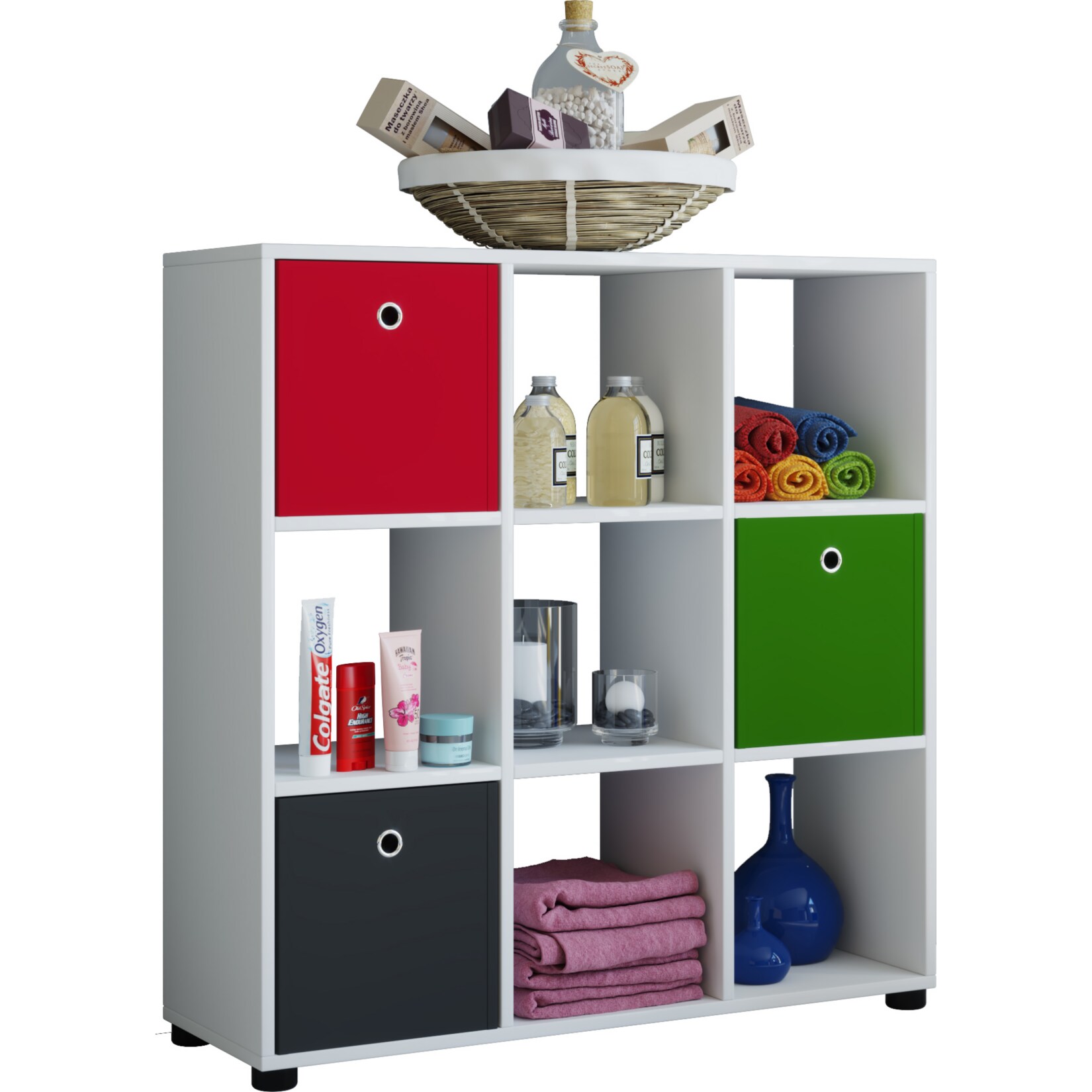 VCM Holz Stand Regal Bücherregal Deko Bücher Standregal Raumteiler Benas-3x3