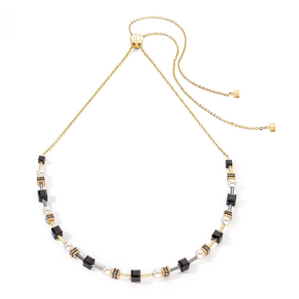 Collier Coeur de lion Mysterious Cubes et Pearlsdoré et noir