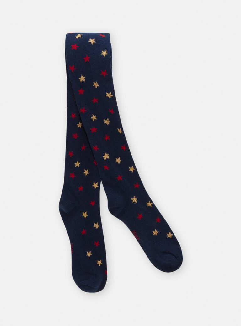Collant marine à motif étoiles de noël pour fille