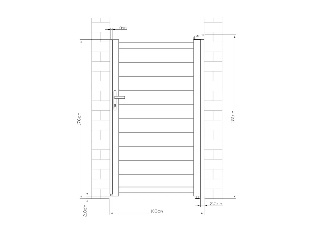 Portillon battant aluminium plein L103 x H181 cm anthracite - NAZARIO