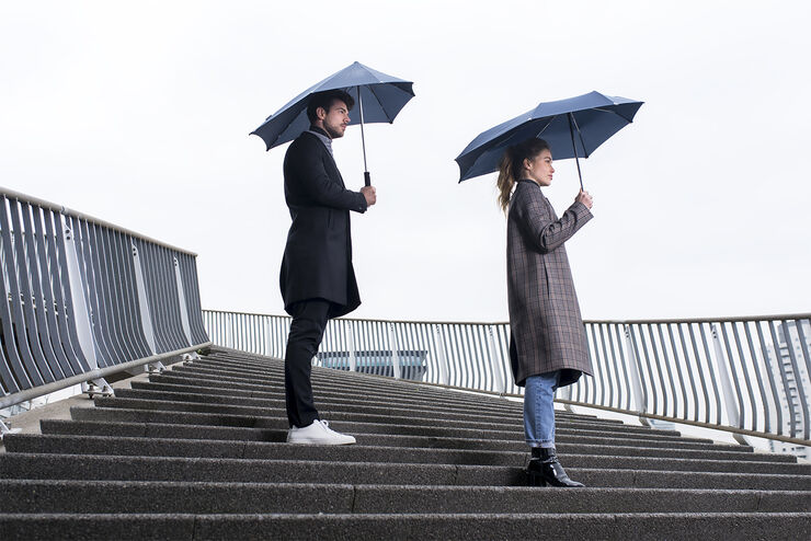 Senz Senz Large stick storm umbrella pure black reflective Pure black reflective