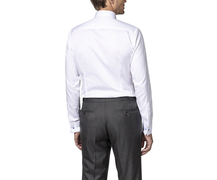 ETON Light Blue Signature Twill Shirt French Cuffs - Contemporary Fit Hvid