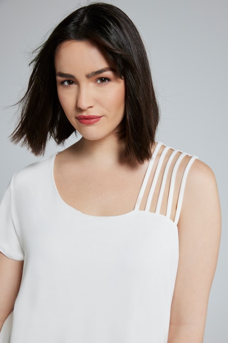 T-Shirt, Classic, asymmetrischer Ausschnitt, Cup-Ärmel