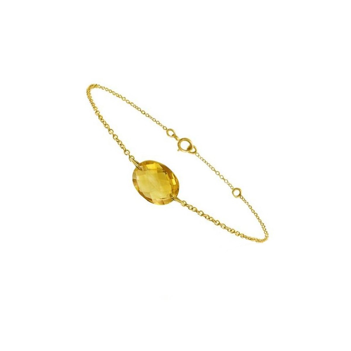 Bracelet chaine or jaune avec citrine ovale - BeJewels