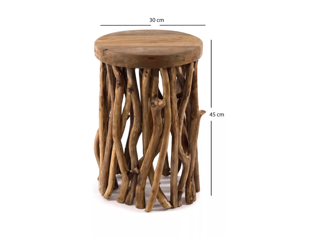 TABLE D'APPOINT Bois 45 Bois massif en acajou, rond couleurs naturelles