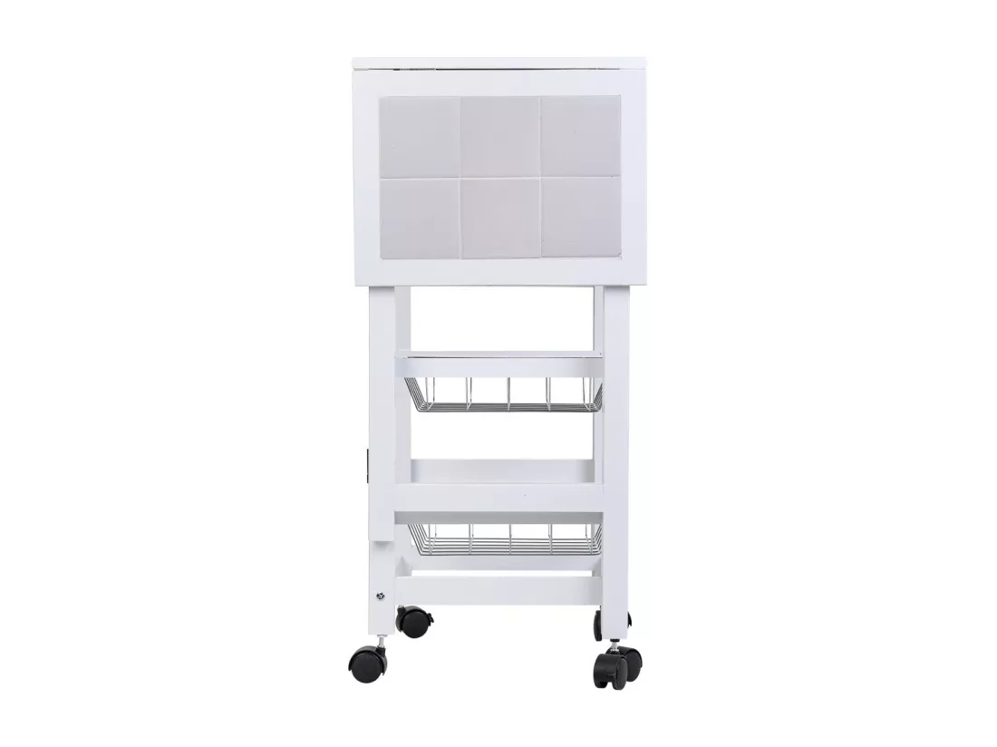 Chariot de cuisine en bois blanc 37/91x37x79h