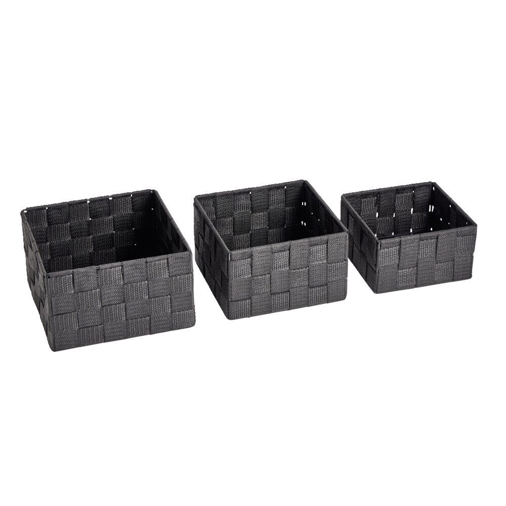 Lot de 3 panières tressées 3 tailles - 2 modèles gris clair ou foncé