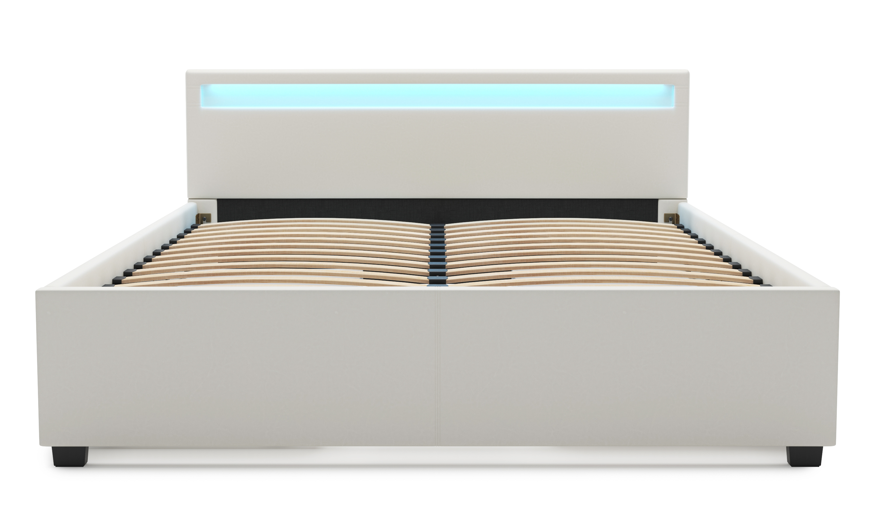 Lederbett LED TRANCE 160 x 200 cm weiss