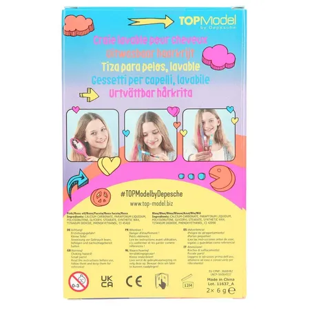 Depesche TOPModel Haarkreidestifte, 1 Packung mit 2 Stiften, 2-fach sortiert