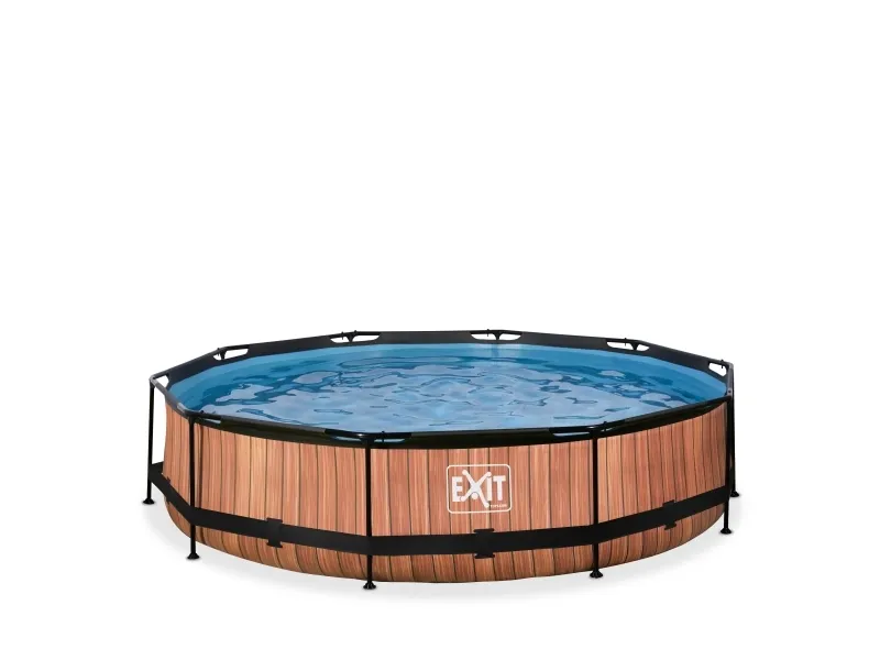 EXIT Wood pool ø360x76cm med filterpumpe - brun 6125 L