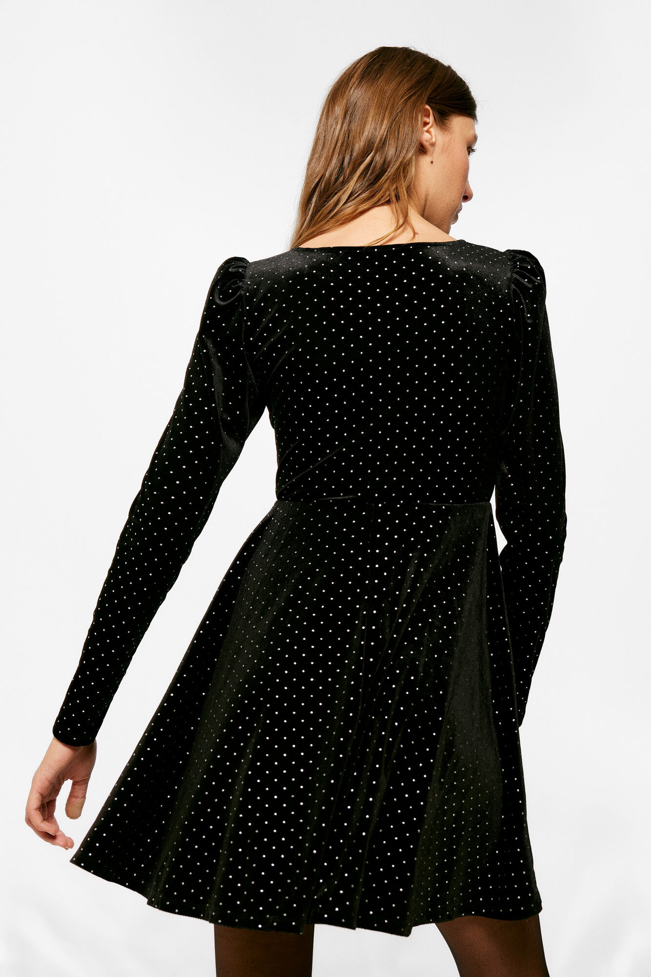 Vestido curto de veludo fantasia