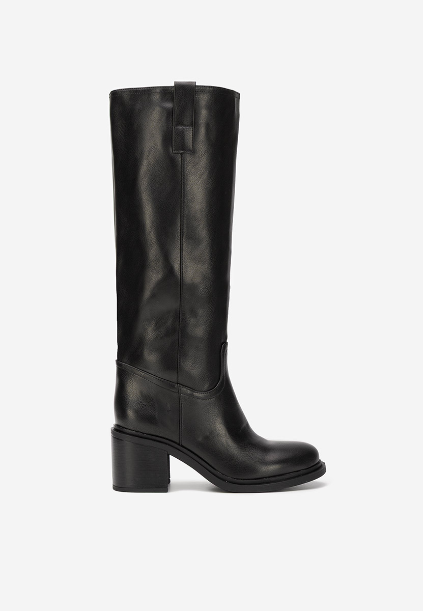 Bottes à talon carré noires Jasara