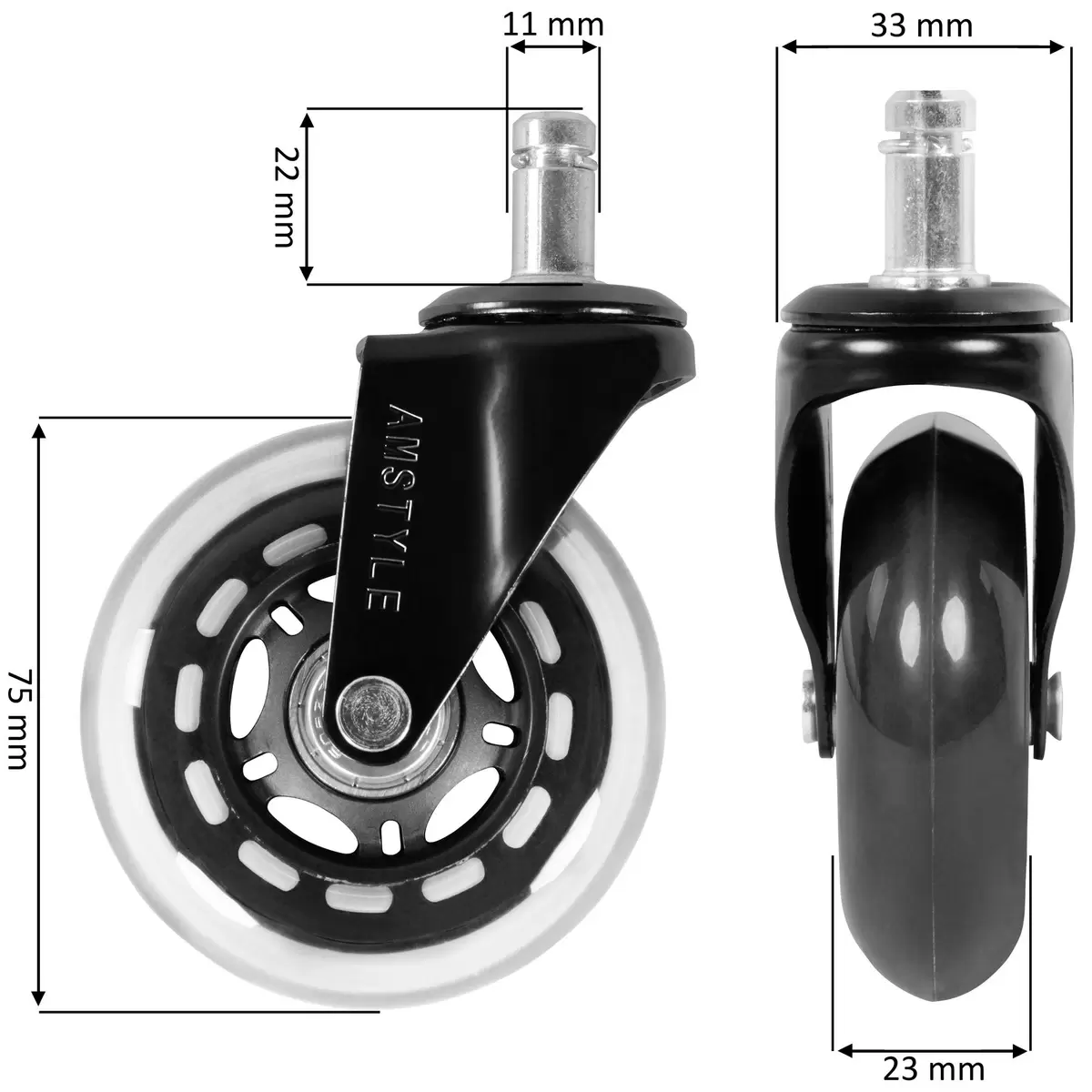 Rollen - 5er Set Rodas Schwarz