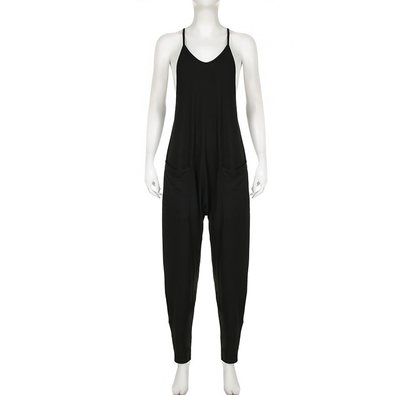 Trisica - Spaghettibandjes Effen Baggy Jumpsuit