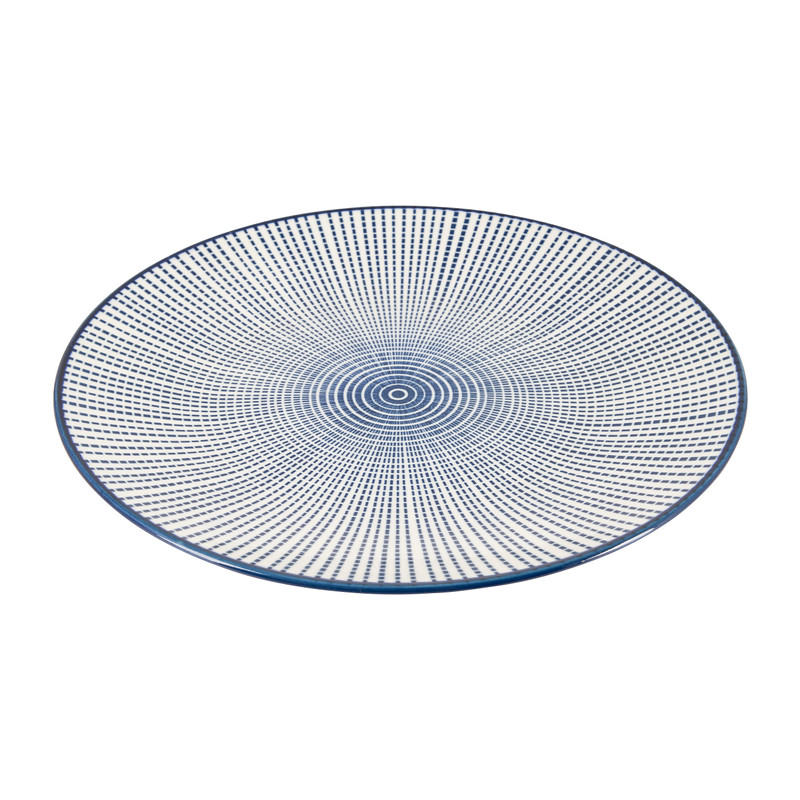 Ontbijtbord blue print - stripes - ⌀21 cm