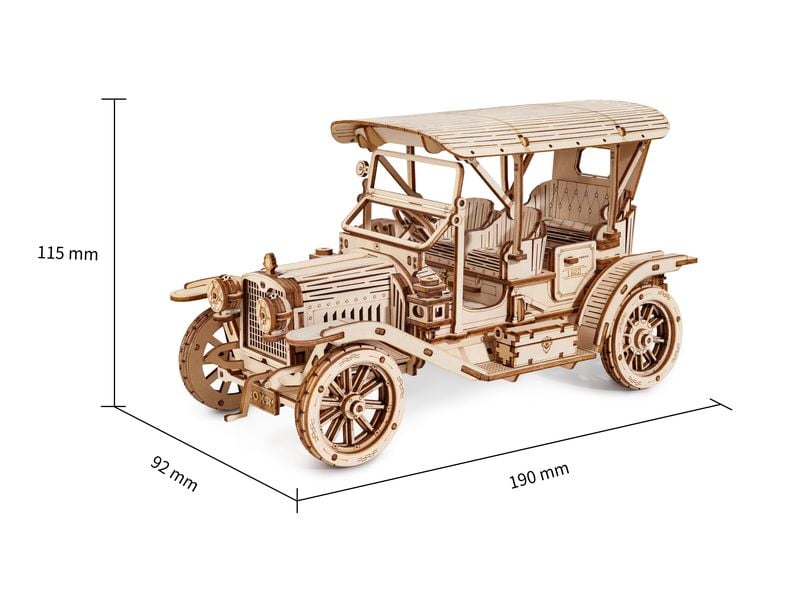 RoboTime Bausatz Vintage Auto 3D-Puzzle aus lasergeschnittenen Holzteilen