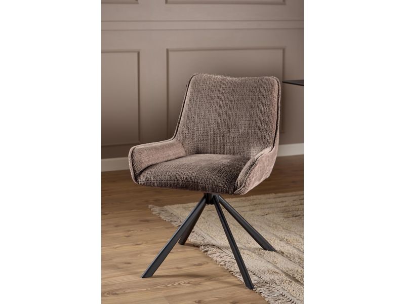 AC Design Stuhl Eddie 2 Stück, Braun Esszimmerstuhl mit Chenille-Bezug