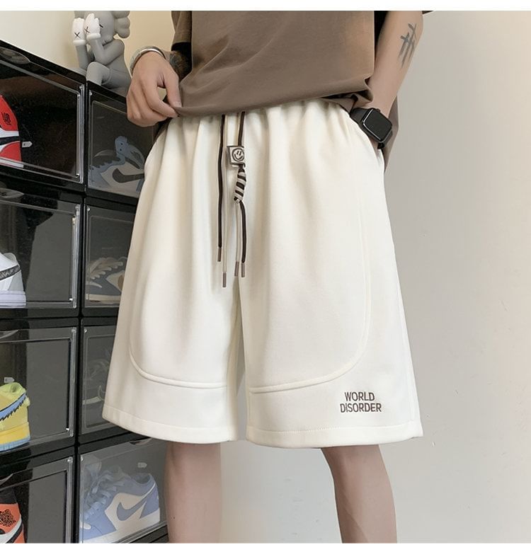 FOEV - Sweatshorts met trekkoord en letters