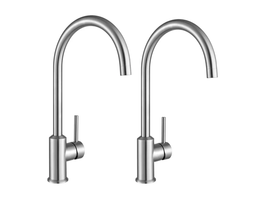 2PCS Cecipa max Mitigeur de Cuisine Monocommande, Robinet Évier en Acier Inox , Robinetterie Rotatif à 360° Brossé,EU Modèle